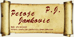 Petoje Janković vizit kartica